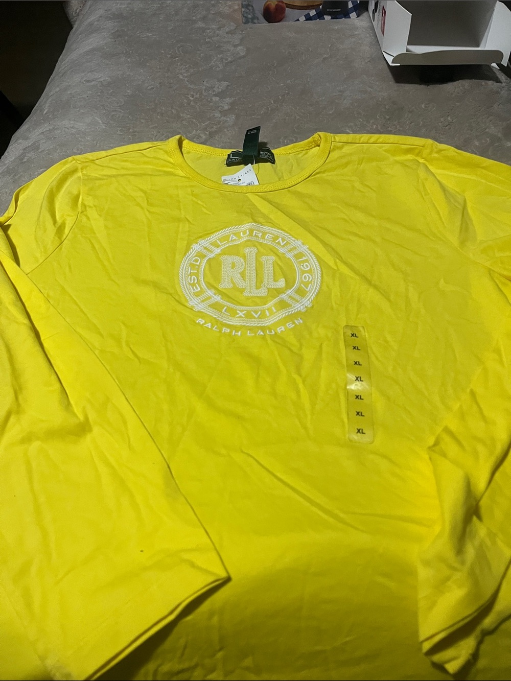 Ralph Lauren Yellow Long-Sleeve Crewneck with White Embroidered RLL Seal
